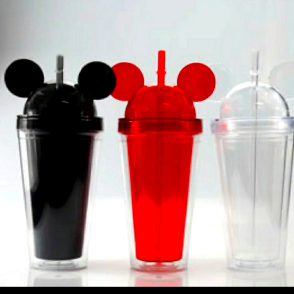 1 Mickey Mouse Ears Tumbler Cups w straw pick your color